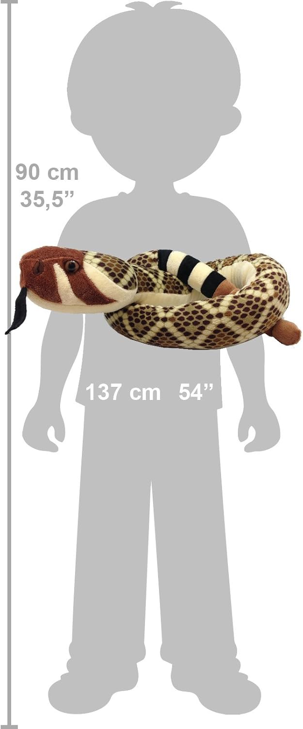 Western Diamondback Snake Plush Toy – 54-Inch Stuffed Animal, Soft & Huggable Wildlife Plushie
