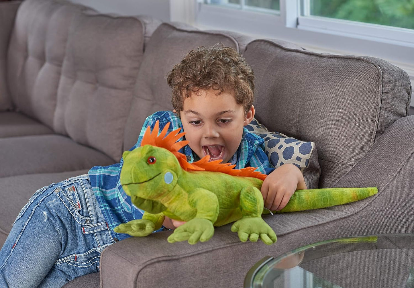 Green Iguana Plush Toy – 23-Inch Stuffed Animal, Soft & Huggable Wildlife Plushie
