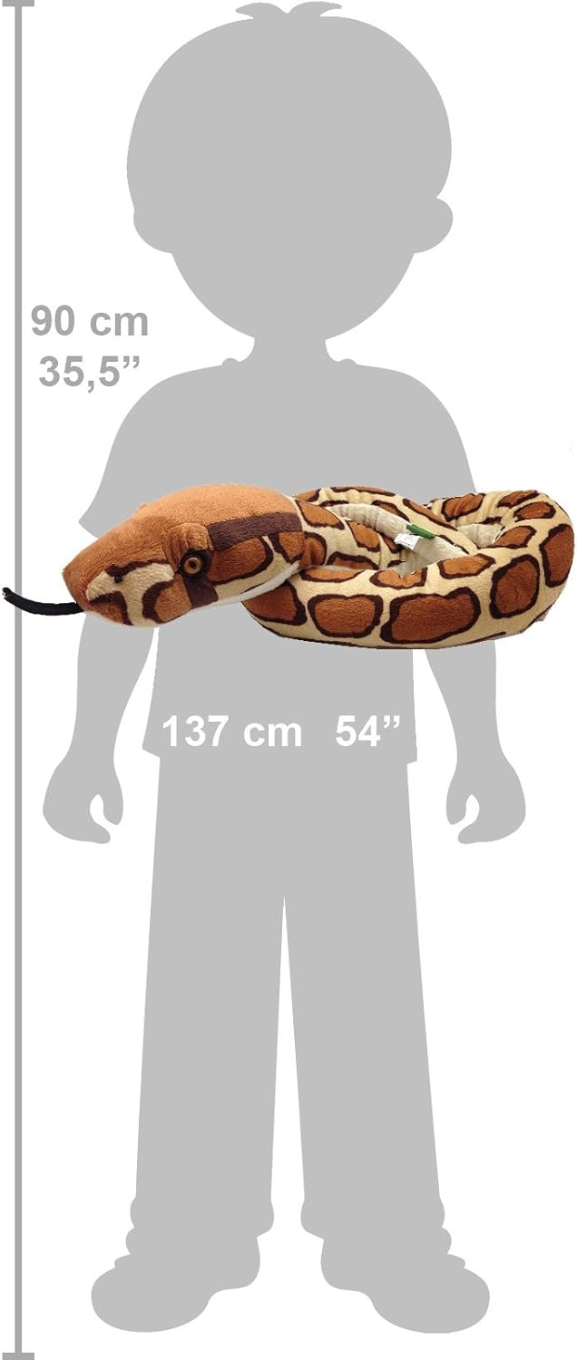 Burmese Python Snake Plush Toy – 54-Inch Stuffed Animal, Soft & Huggable Wildlife Plushie