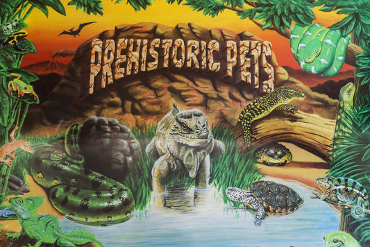 Retro Prehistoric Pets Sign - Poster 17.5" x 24.5"