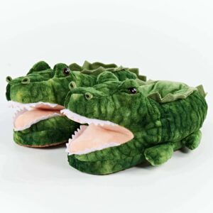 Alligator Hugs Kids Slippers – Soft Prehistoric Reptile Crocodilian Plush House Slippers
