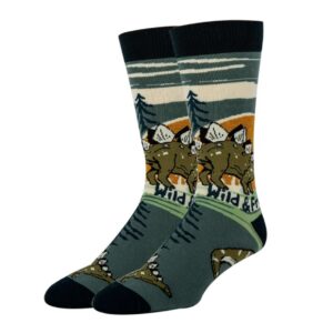 Wild & Free Dinosaur Cotton Crew Socks – Funny Novelty Dino Socks for Kids & Adults