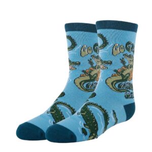 Go Green Dinosaur Cotton Crew Socks – Funny Eco-Friendly Novelty Dino Socks