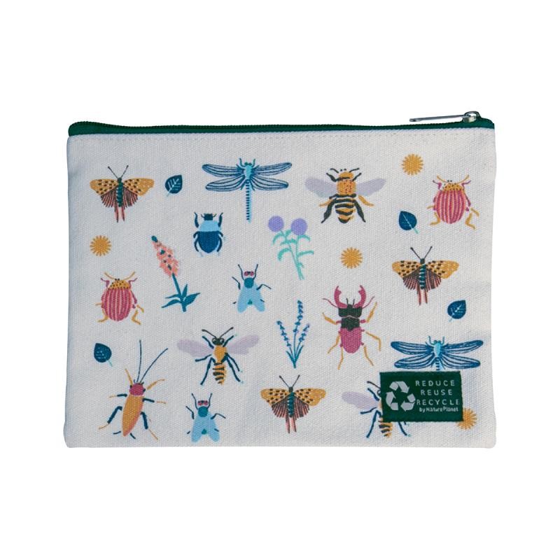 Organic Cotton Botanical Everyday Storage Zipper Pouch