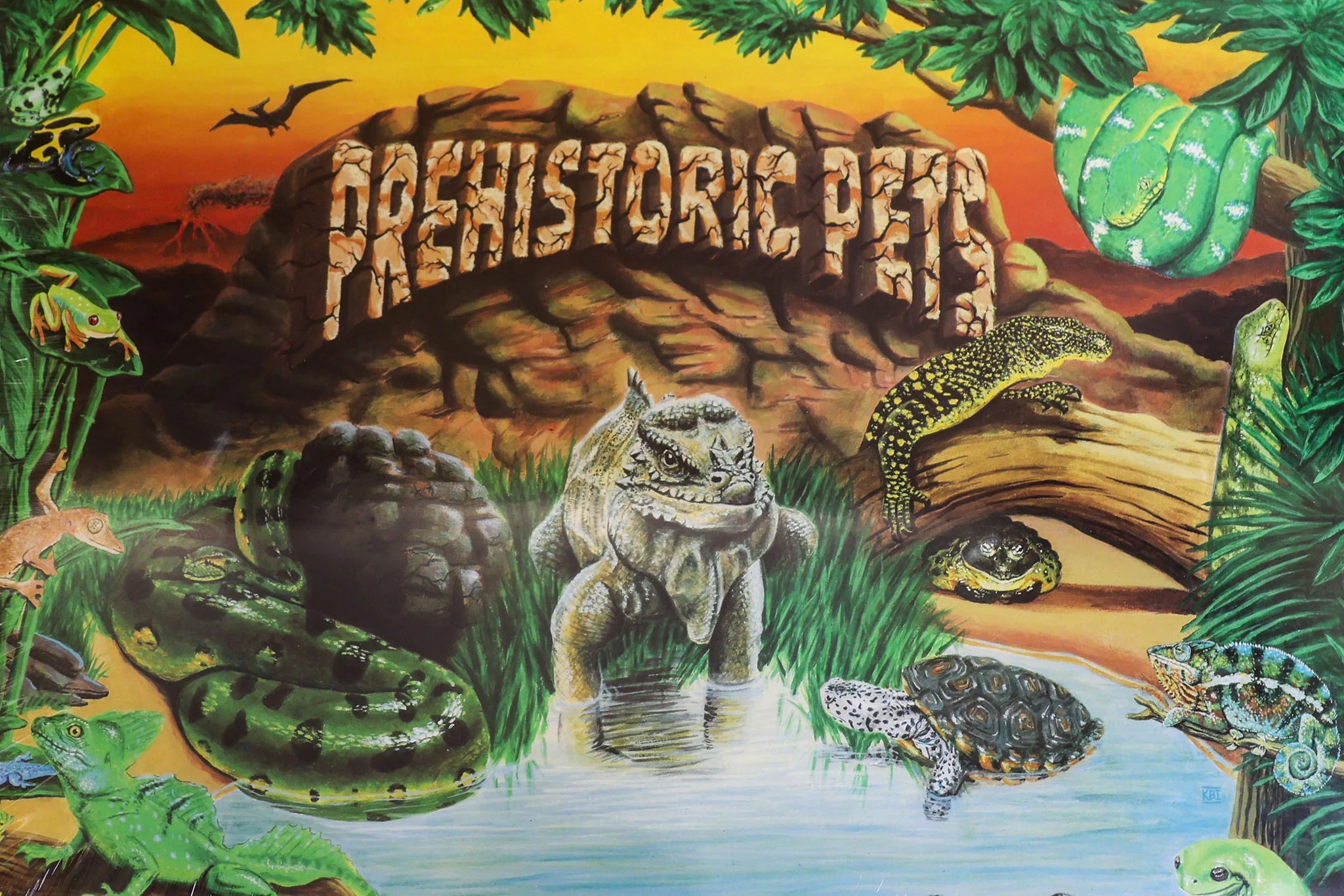 Retro Prehistoric Pets Sign Poster