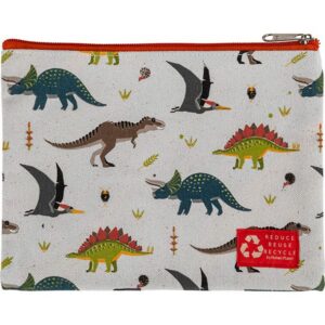 Organic Cotton Dinosaur Travel Organizer Zipper Pouch