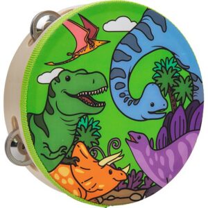 6" Wooden Dinosaur Tambourine for Kids