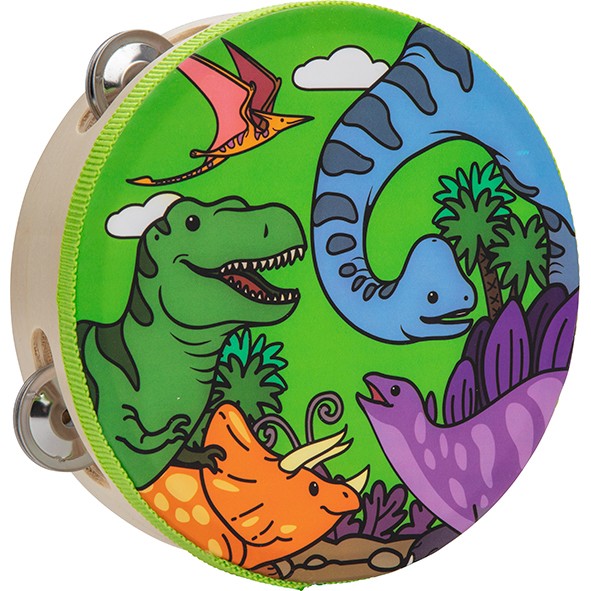 6" Wooden Dinosaur Tambourine for Kids