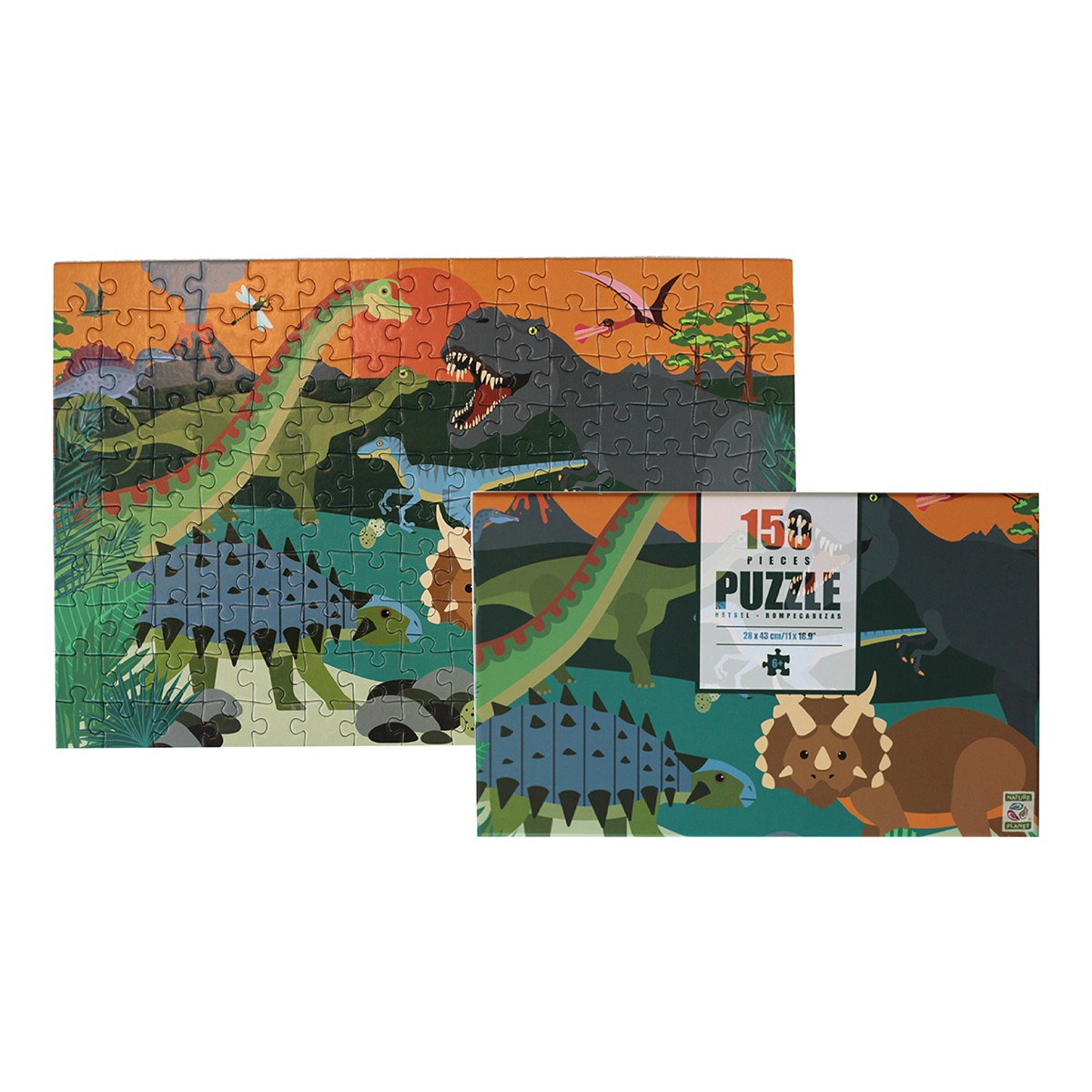 Dinosaur Rectangle Jigsaw Puzzle for Kids