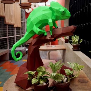 Chameleon 3D Paper Model Wall Art – DIY